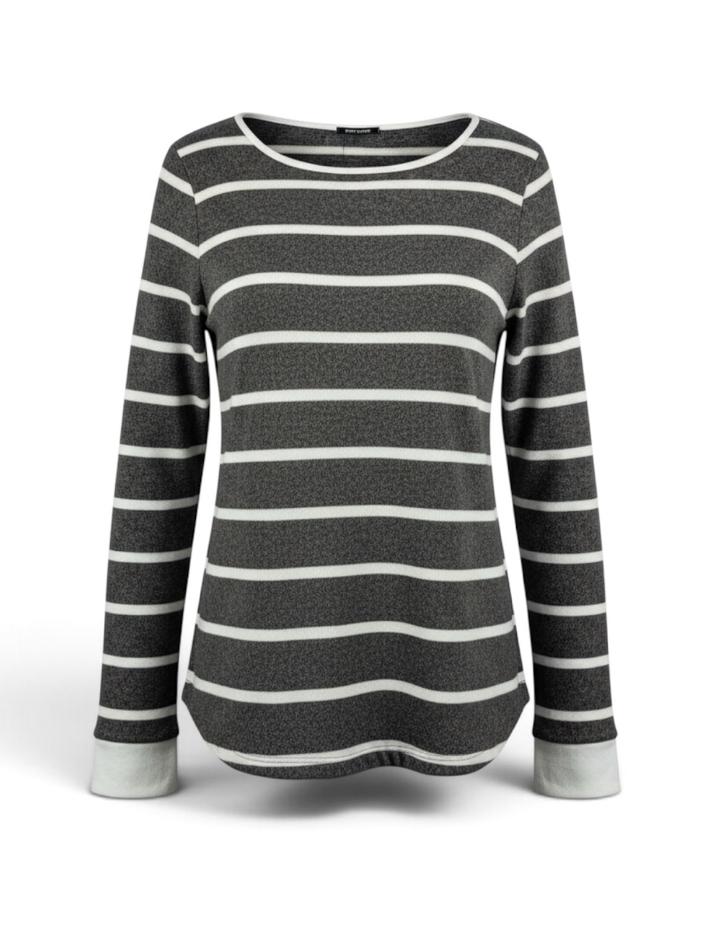 Pink Clover Grey & White Striped Long Sleeve Sweater